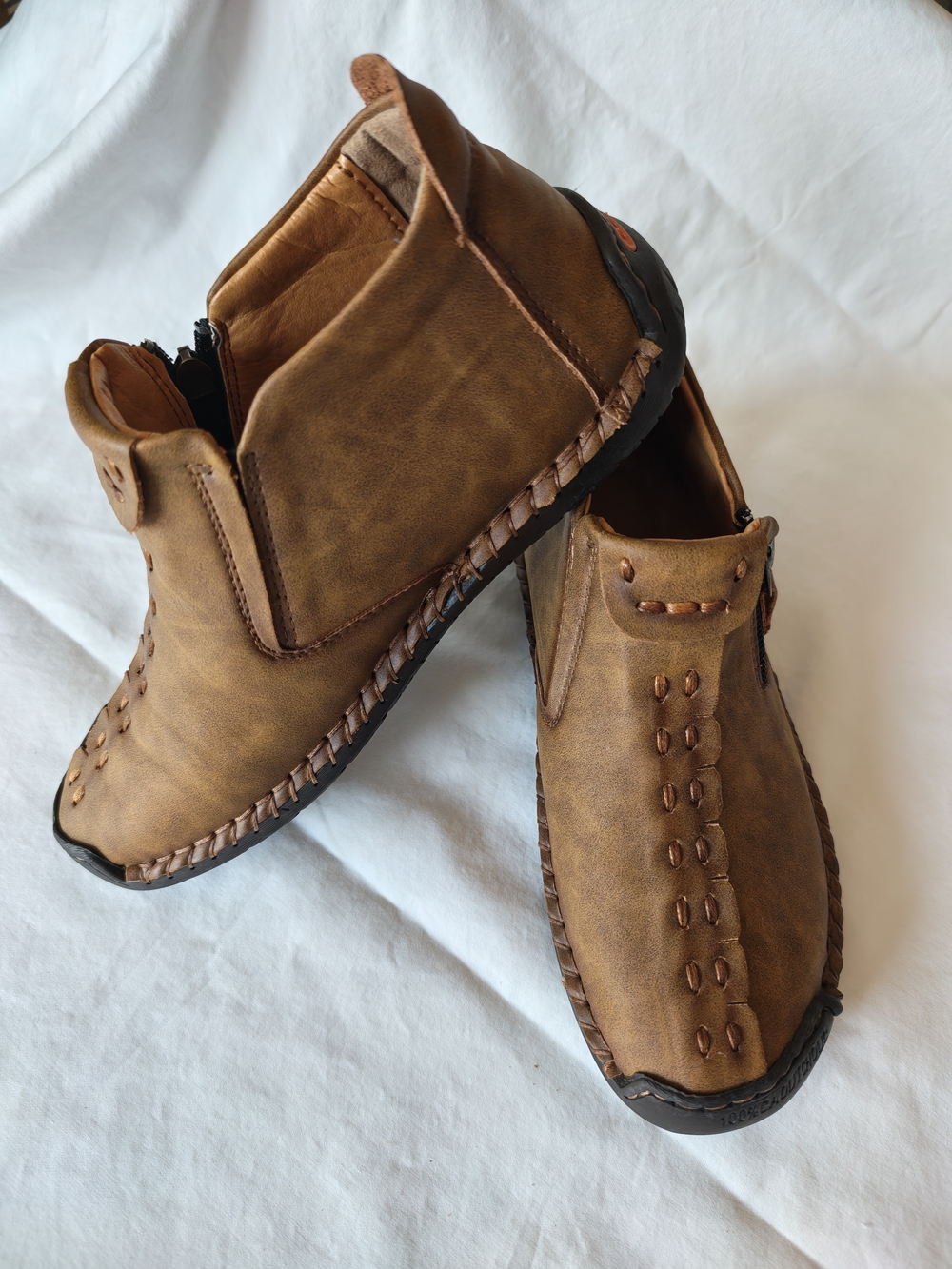 Men's Casual Brown Leather-Look Slip-On Shoes Size 39